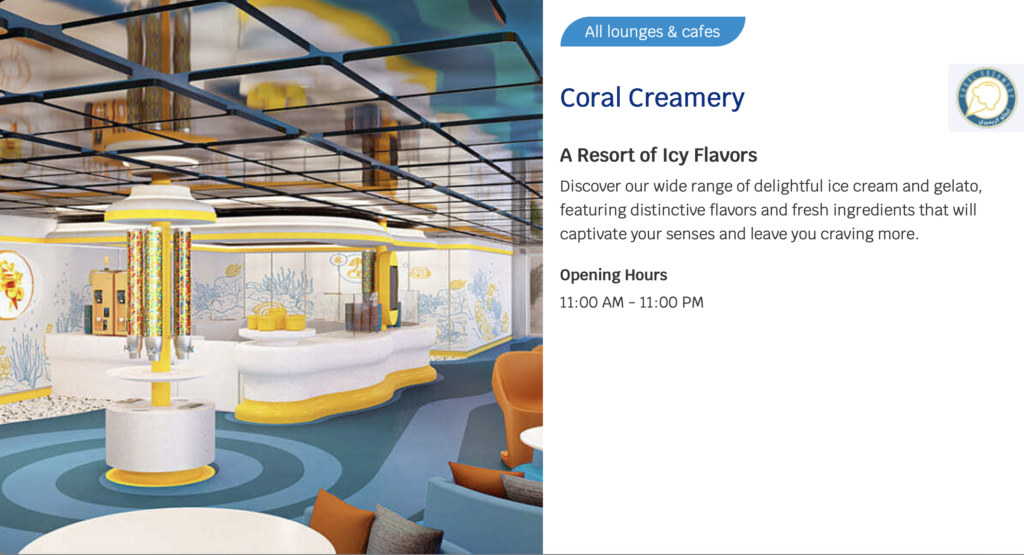 Lounges - Coral Creamery - Specialty Dining